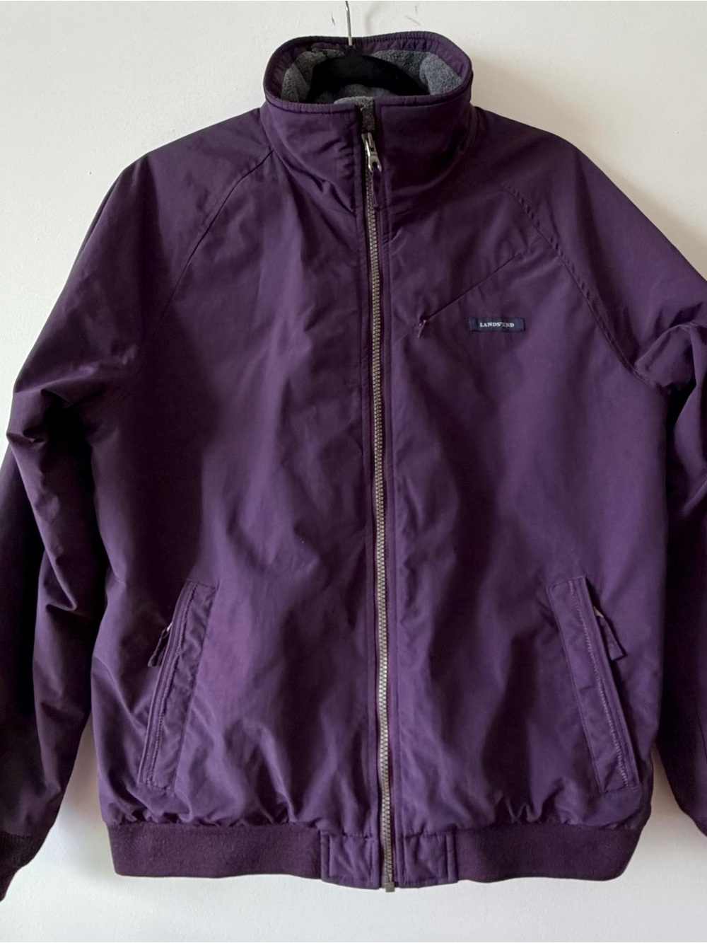 Lands’ End The Squall Purple Fleece Lined Bomber Jacket M 10–12
